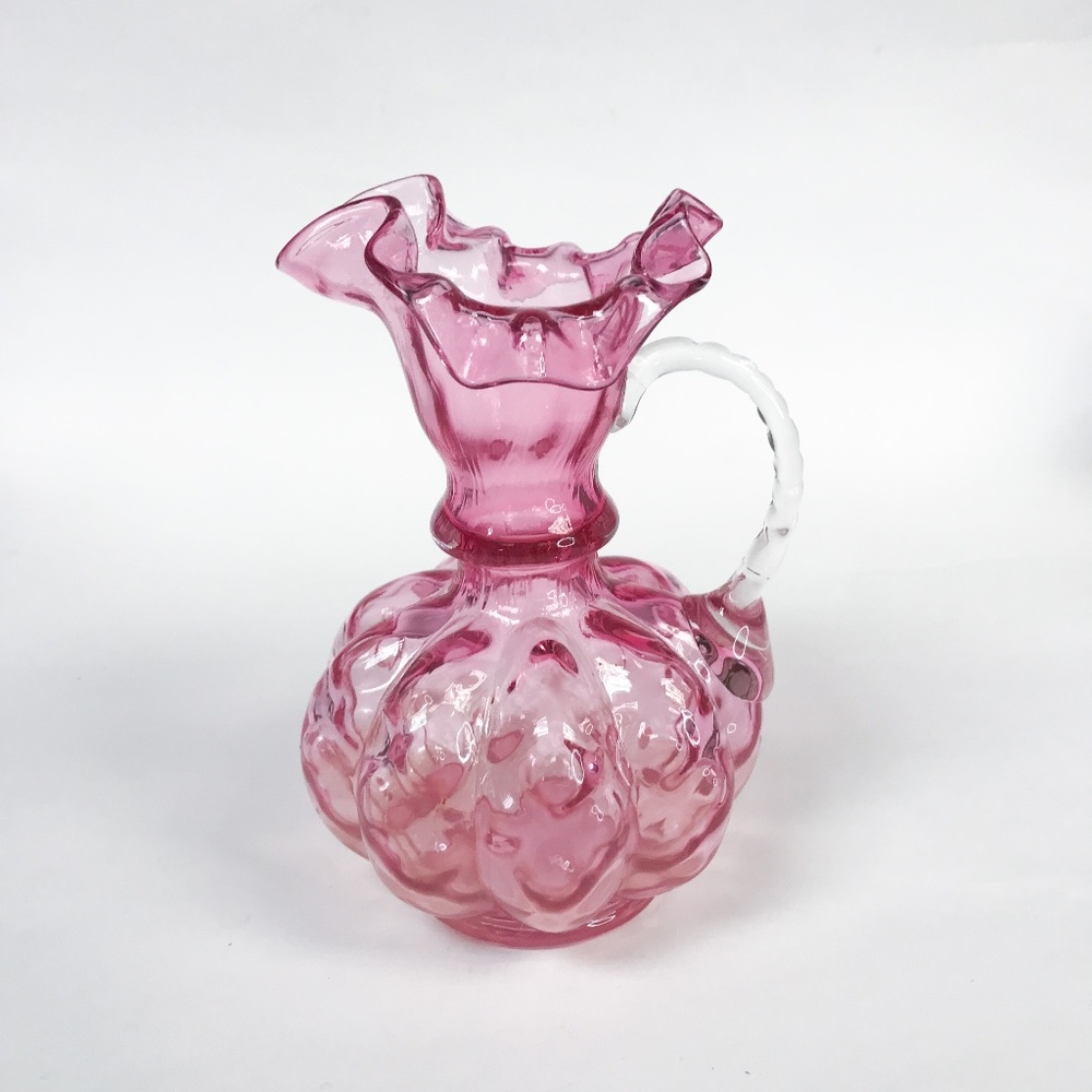 Cranberry Ruffled Glass Pitcher - Fenton?